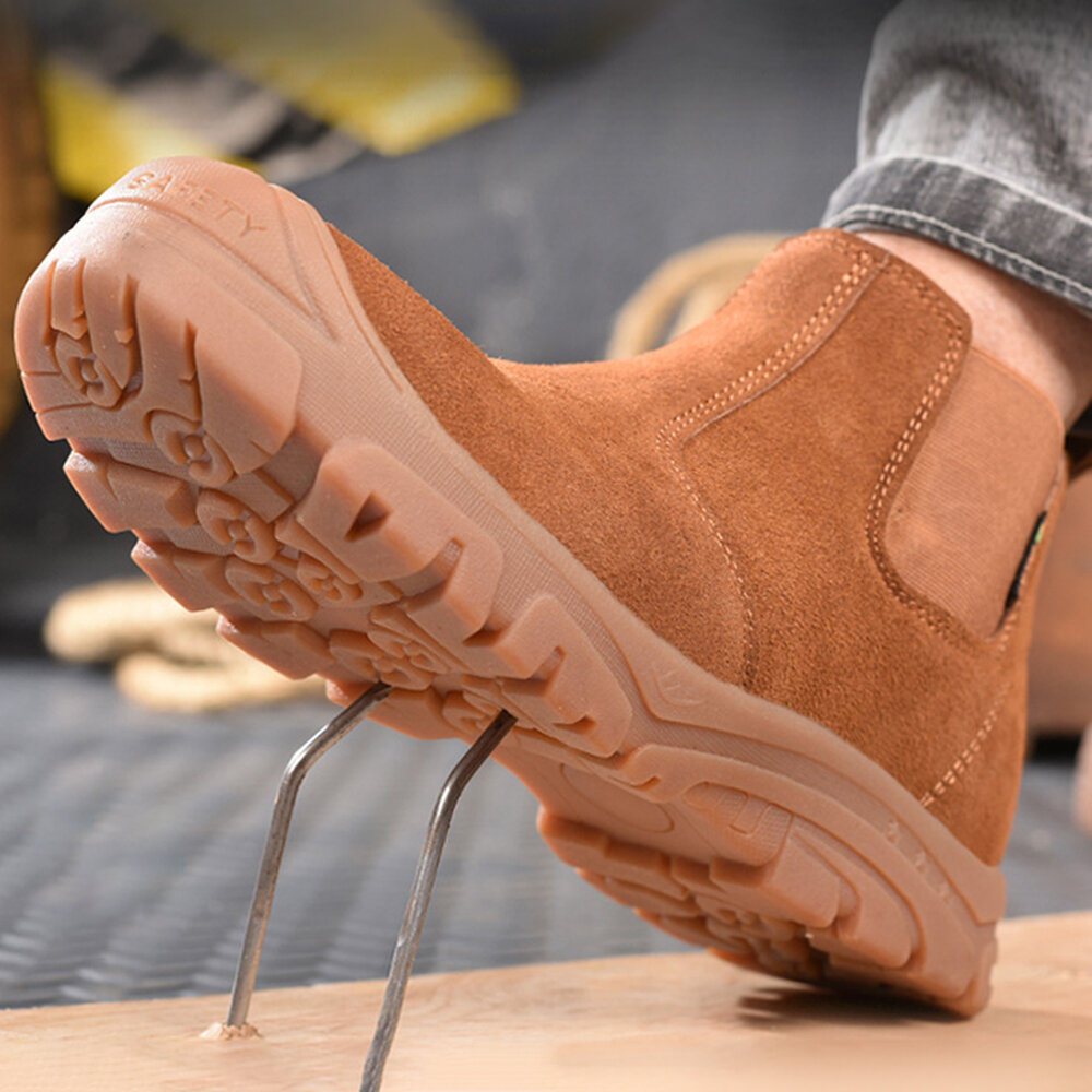 
	Men Steel Toe Puncture Proof Elastic Band Safety Work Boots