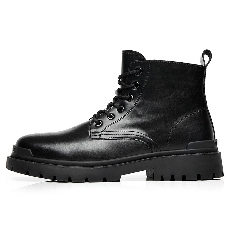 
	Men Stylish Black Lace Up Non Slip Casual Tooling Martin Boots