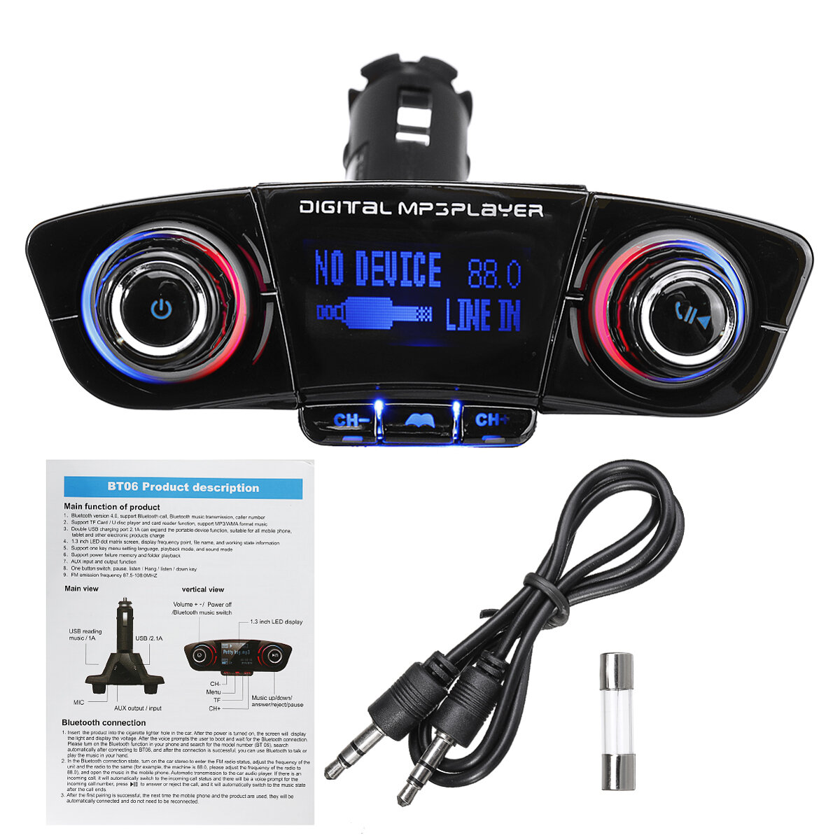 
	2020 New Upgrade Wireless bluetooth Handsfree Calling Dual USB 2.1A Fast Charger Car Kit FM Transmitter Car MP3 Player Radio Adapter