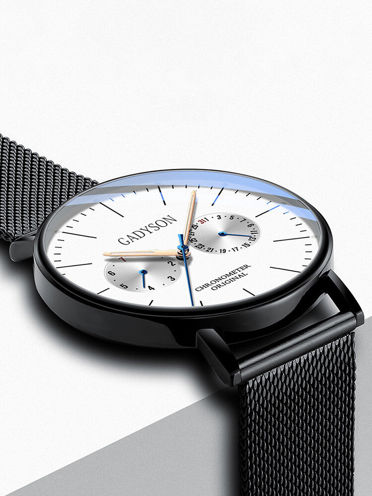 
	Business Men Watch Thin Dial Steel Mesh Band Luminous Quartz Watch