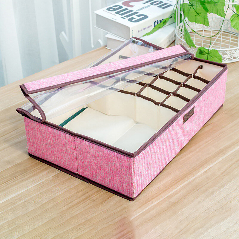 
	6 Colors Large Capacity Linen Storage Box Basket Clothes Bras Storage Bag
