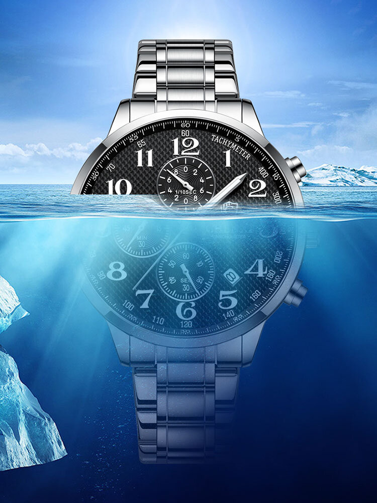
	Stainless Steel Alloy Mens Luminous Waterproof Business Quartz Watch
