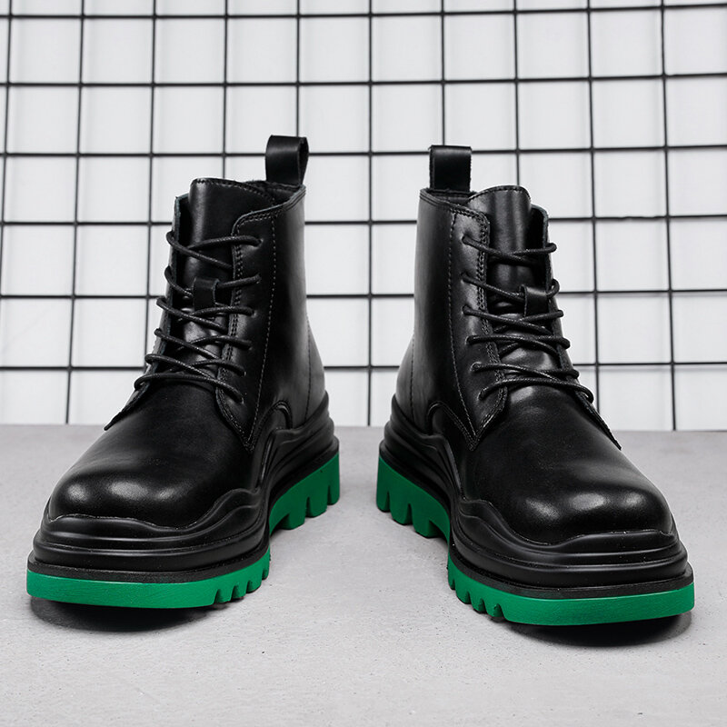 
	Men Stylish Non Slip Lace Up Casual Tooling Ankle Boots