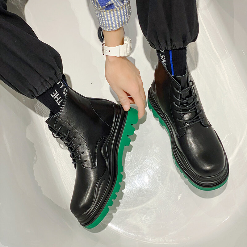 
	Men Stylish Non Slip Lace Up Casual Tooling Ankle Boots