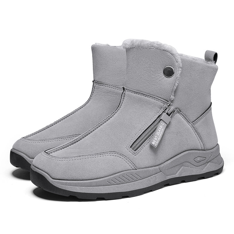 
	Men Brief Warm Lining Side Zip Non-slip Pure Color Suede Casual Boots