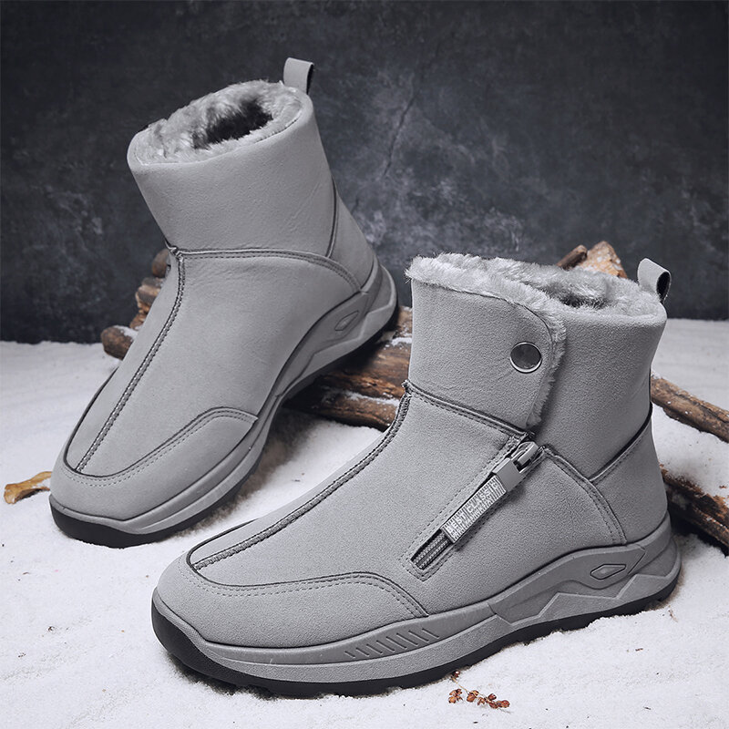 
	Men Brief Warm Lining Side Zip Non-slip Pure Color Suede Casual Boots