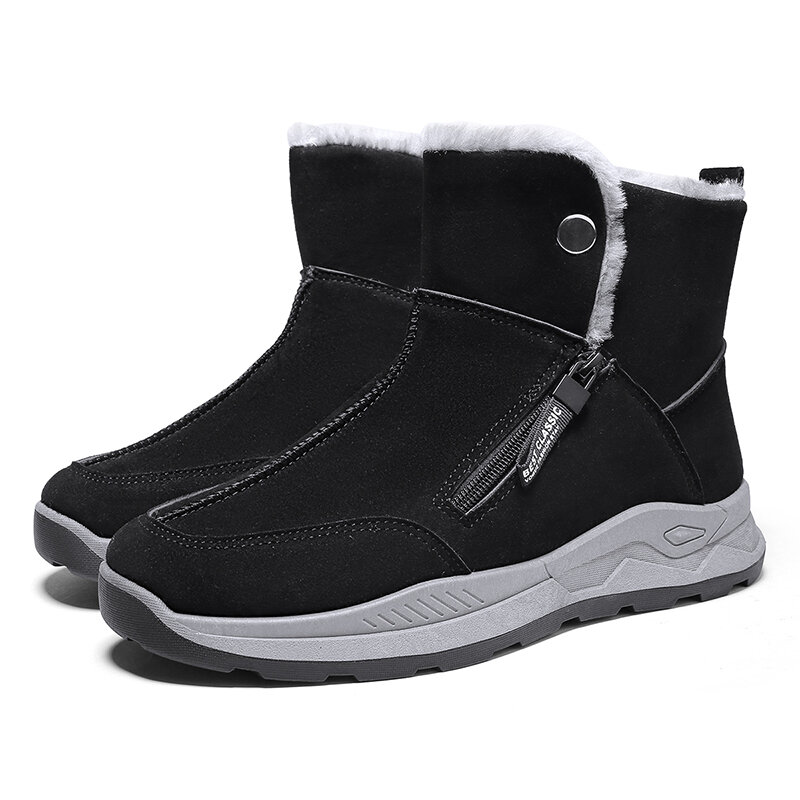 
	Men Brief Warm Lining Side Zip Non-slip Pure Color Suede Casual Boots
