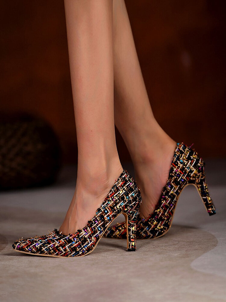 
	Pointed Toe Knitting Wool Design Party Fashion Heels