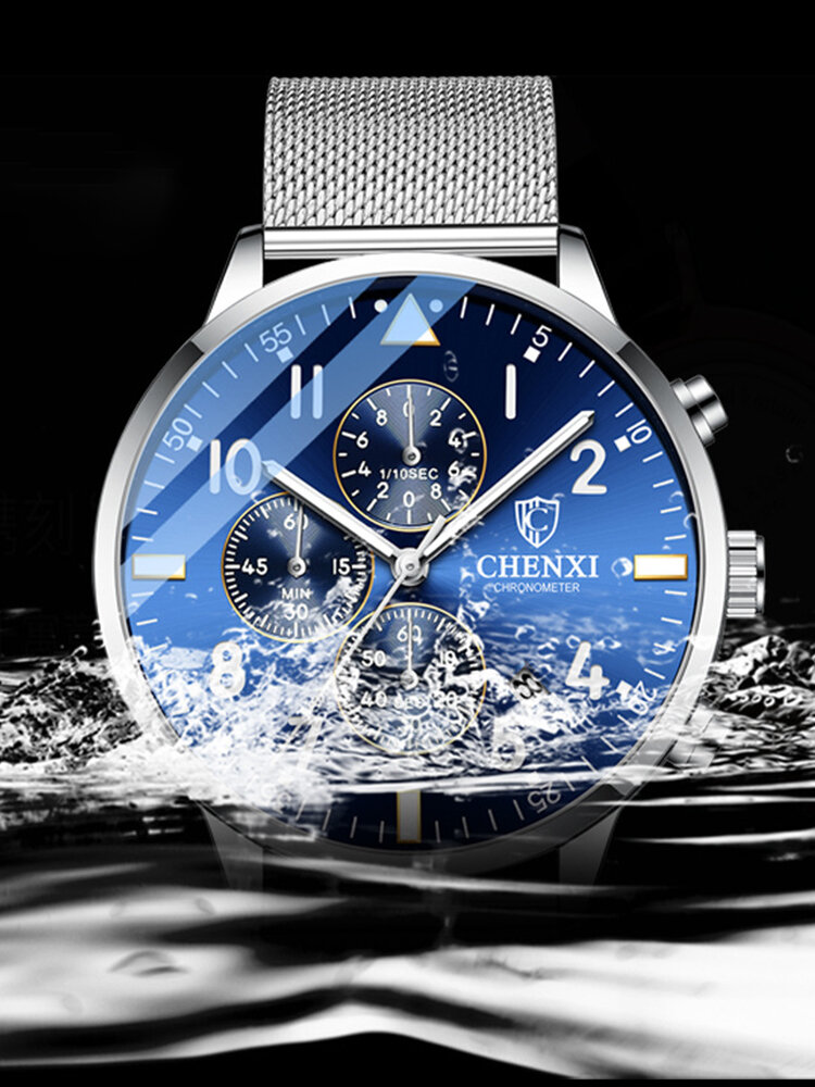 
	Business Full Steel Men Quartz Wristwatch Waterproof Date Clock Men Watch