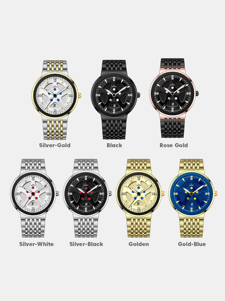 
	Business Men Watch Thin Steel Band Waterproof Automatic Calendar Luminous Quartz Watch