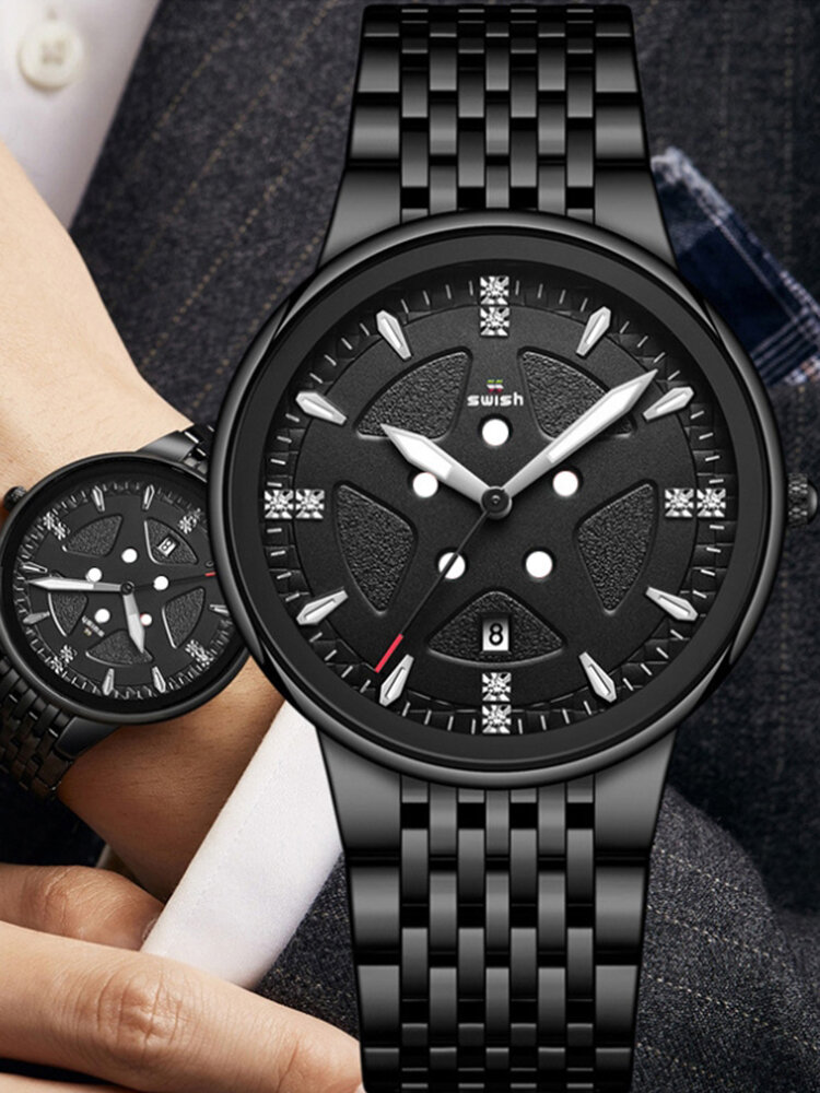 
	Business Men Watch Thin Steel Band Waterproof Automatic Calendar Luminous Quartz Watch