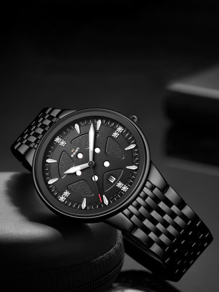 
	Business Men Watch Thin Steel Band Waterproof Automatic Calendar Luminous Quartz Watch