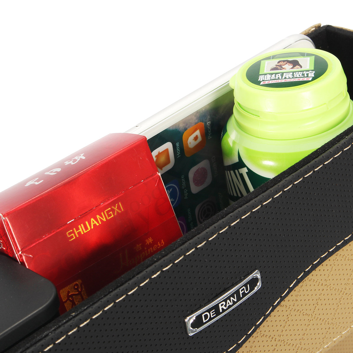 
	Leather Car Seat Crevice Storage Bag Box Money Pot Auto Seat Gap Filler Organizer