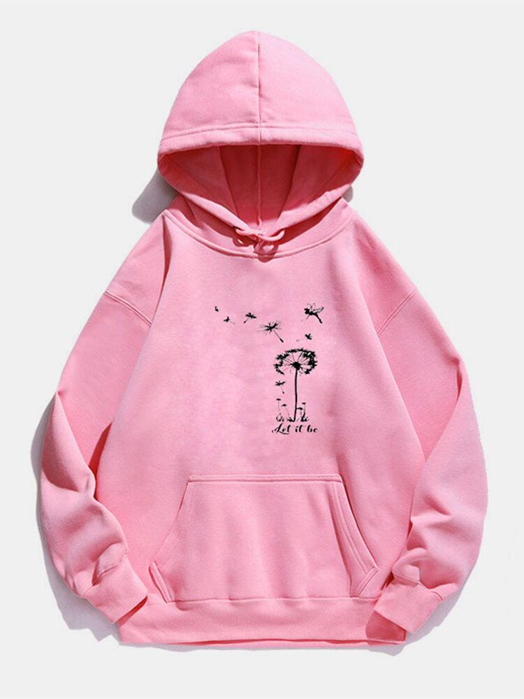 
	Flower Printed Long Sleeve Drawstring Hoodie For Women