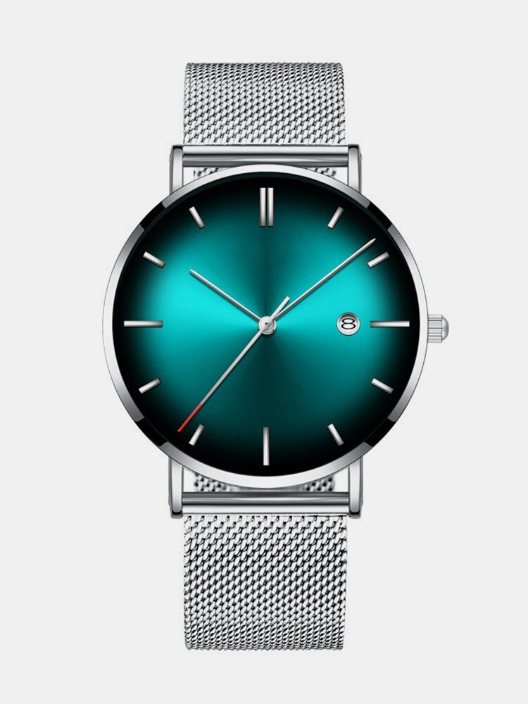 
	Alloy Business Gradient Color Multi-function Mesh Strap Watch