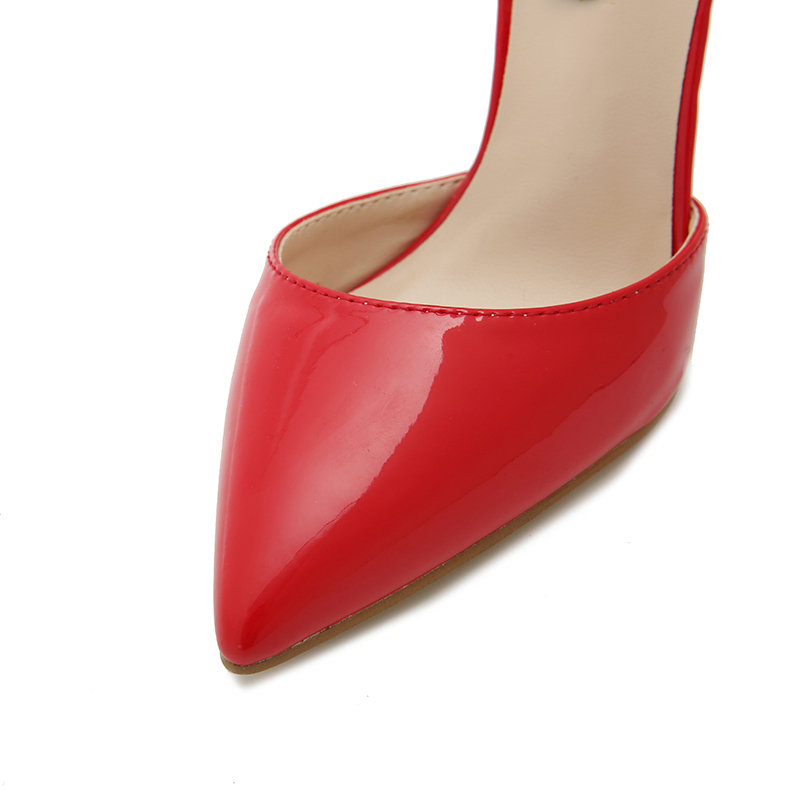 
	Sexy Stiletto Heel Pointed Toe Solid Buckle Strap Pumps