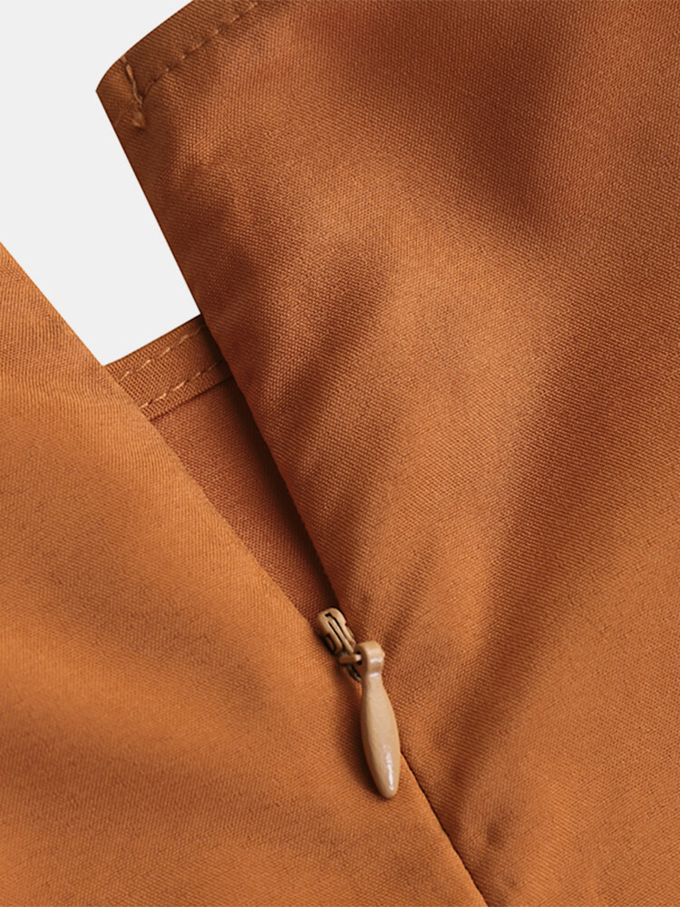 
	Solid Color Waistband Slit Hem Sleeveless Casual Jumpsuit for Women