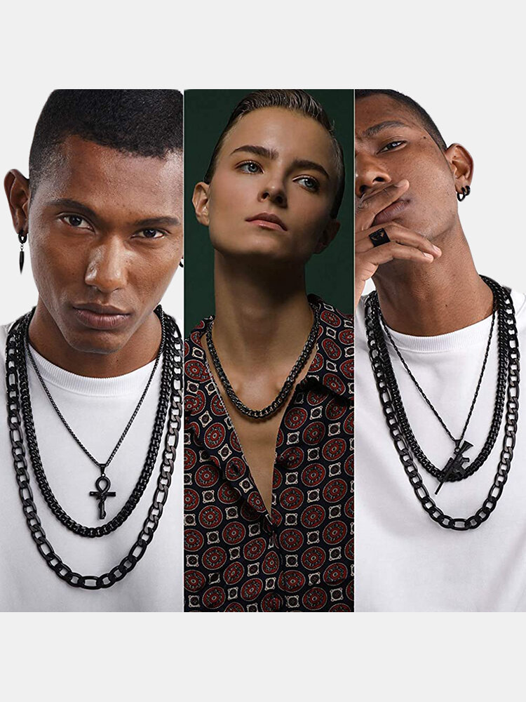 
	3mm Vintage Men&rsquo;s Necklace Square Chain Necklaces Polished Stainless Steel Single Chain