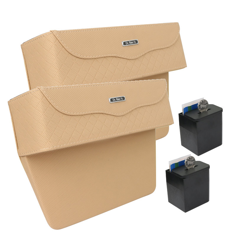 
	PU Leather Car Seat Crevice Storage Box Money Pot Grain Organizer Gap Slit filler Phone Holder
