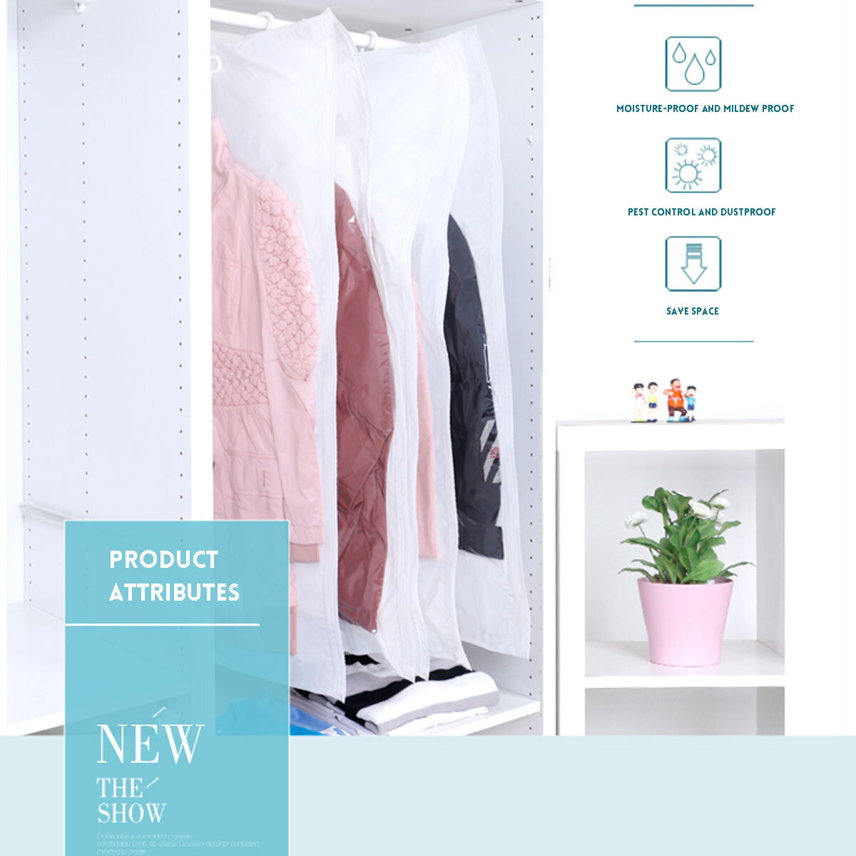 
	5 Piece Spacemaker Hanging Vacuum Sealed Storage Bags With Hand Pump &ndash; Clear