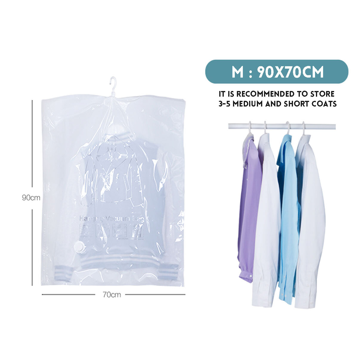 
	5 Piece Spacemaker Hanging Vacuum Sealed Storage Bags With Hand Pump &ndash; Clear