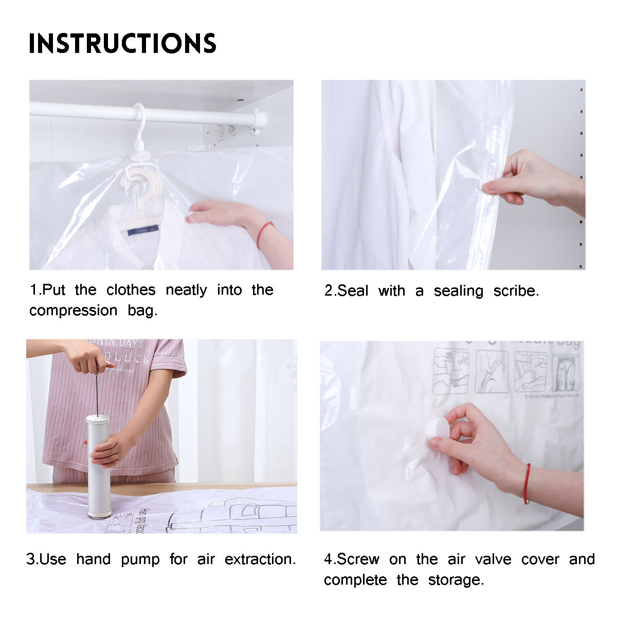 
	5 Piece Spacemaker Hanging Vacuum Sealed Storage Bags With Hand Pump &ndash; Clear