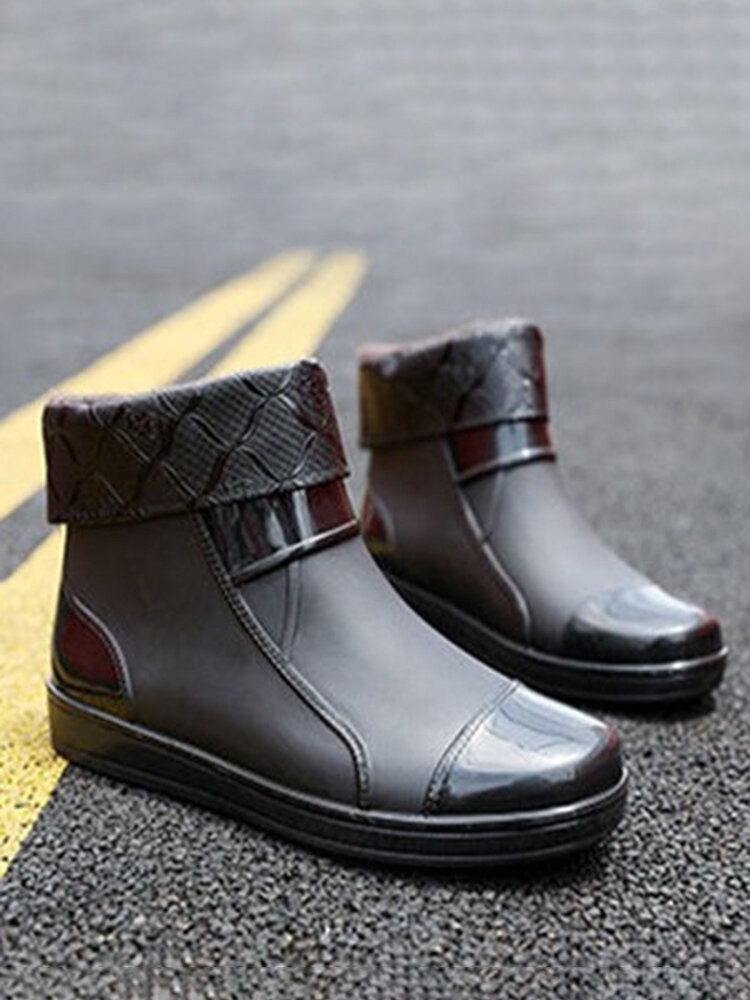 
	Men Waterproof Warm Lined Slip Resistant Soft Comfy Rain Boots