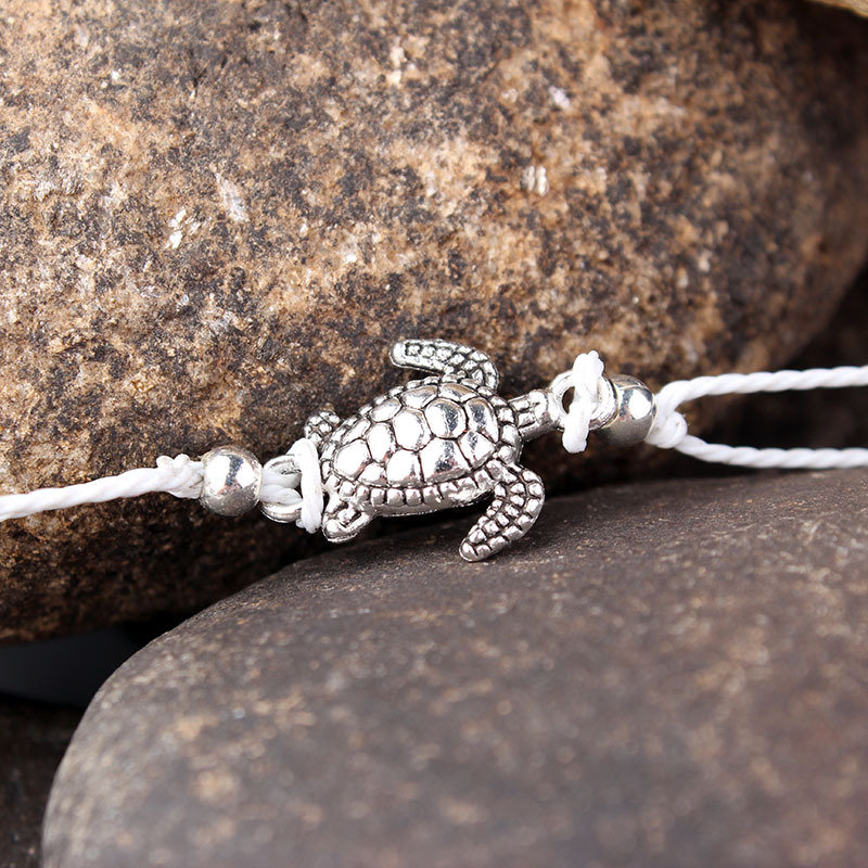 
	Bohemian Turtle Anklets Adjustable Wax Rope Black Blue White Ankle Bracelet Ankle Ring Foot Jewelry