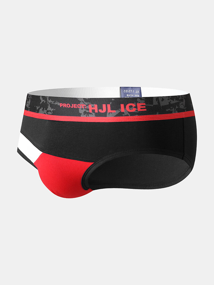 
	Sexy Colorblock Patchwork Cotton Breathable Underwear Thin Stitching Elastic Brief for Men