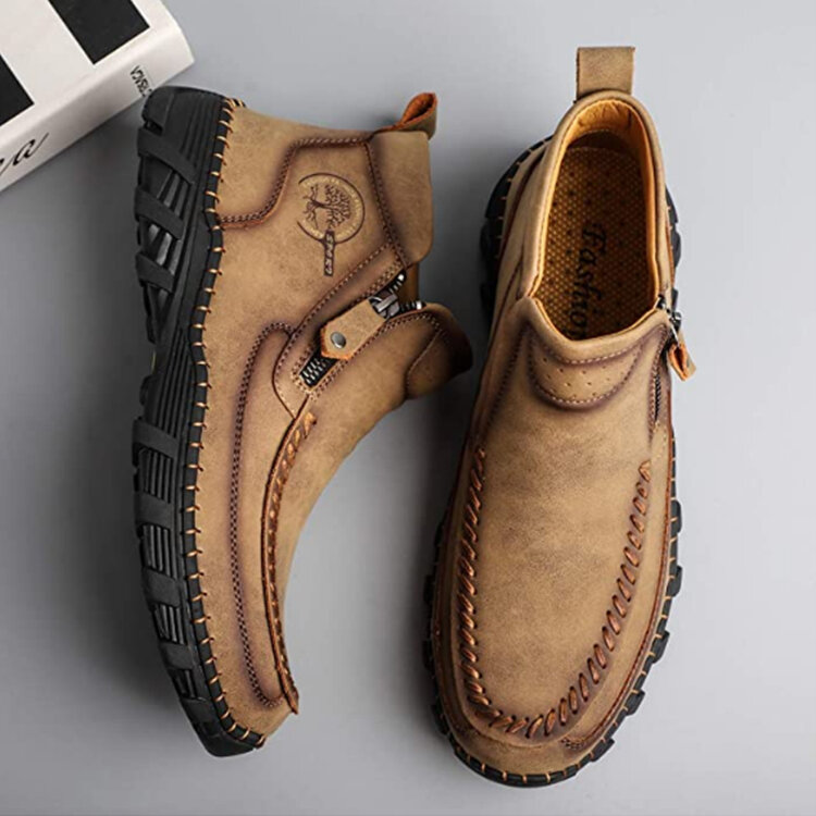 
	Men Hand Stitching Outdoor Slip Resistant Side Zipper Ankle Boots