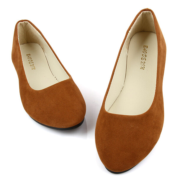 
	Big Size Suede Candy Color Pure Color Pointed Toe Light Ballet Flat Shoes