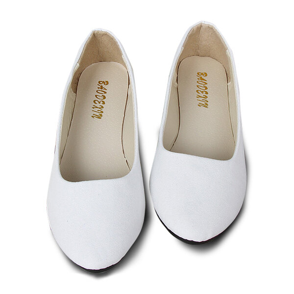 
	Big Size Suede Candy Color Pure Color Pointed Toe Light Ballet Flat Shoes