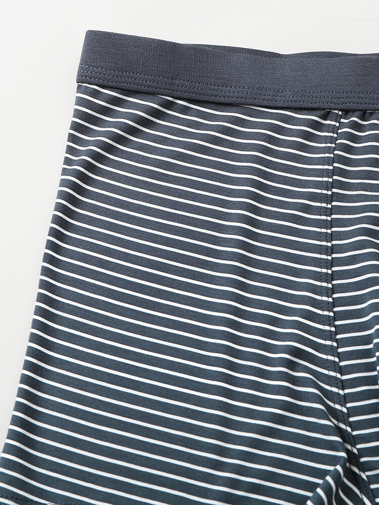 
	4 Pack Mens Pinstripe Breathable Underwear Modal Cozy Boxer Briefs With Pouch