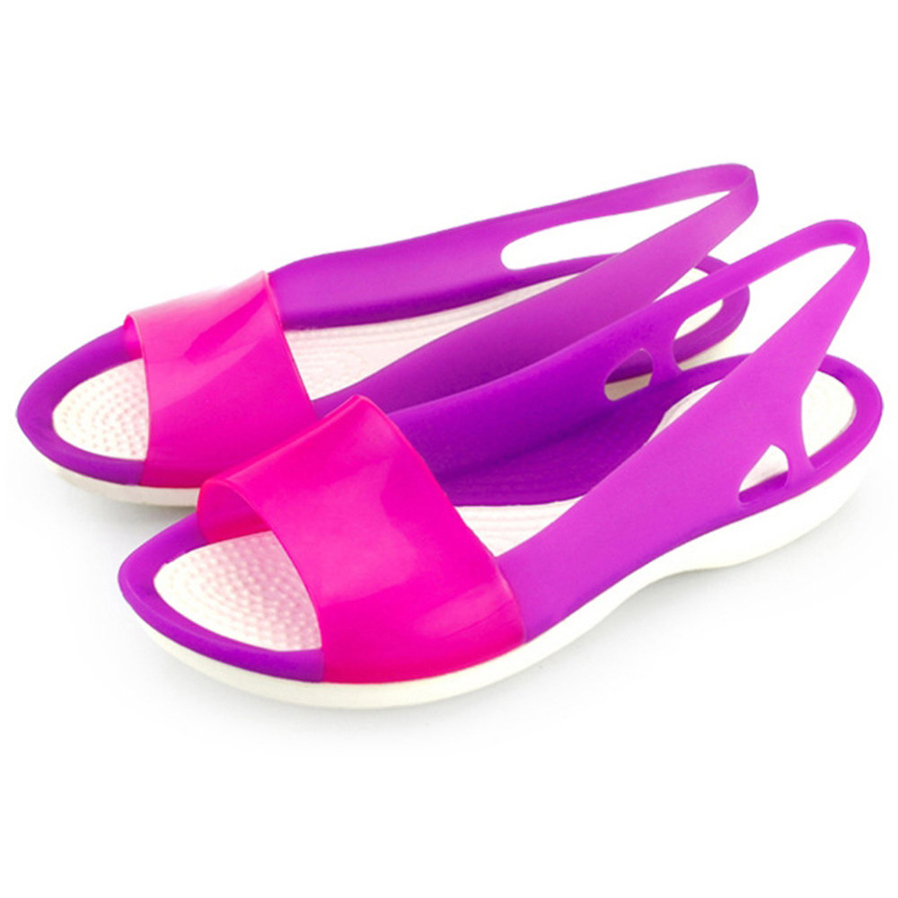 
	Mixed Candy Color Peep Toe Slingback Jelly Sandals