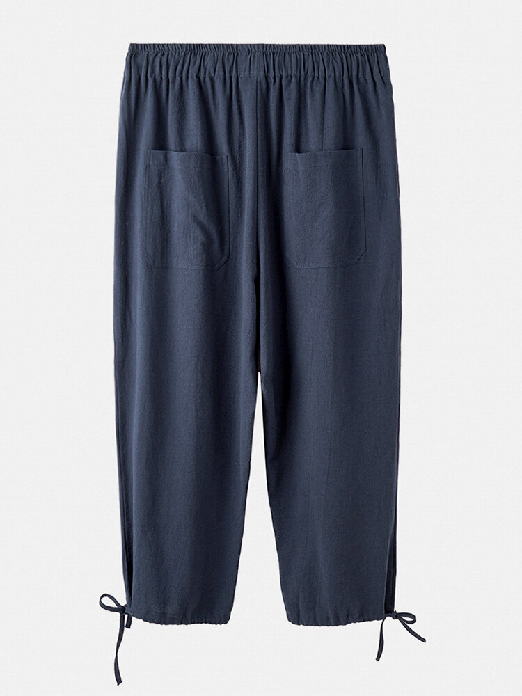 
	Mens Solid Color Loose Breathable Drawstring Waist Ankle Jogger Pants