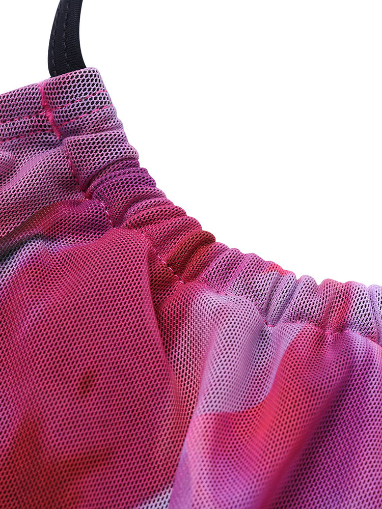 
	Plus Size Women Printed Plaid Halter String Backless Cozy Tankinis Swimsuits