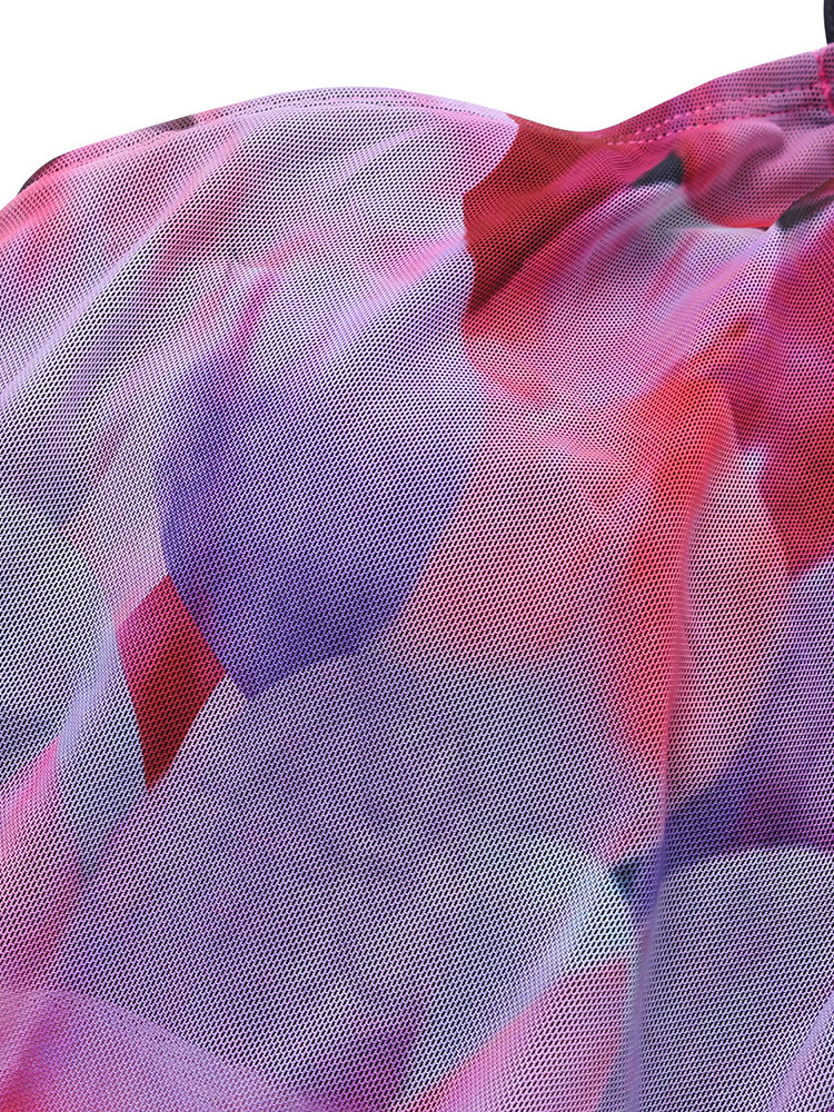 
	Plus Size Women Printed Plaid Halter String Backless Cozy Tankinis Swimsuits