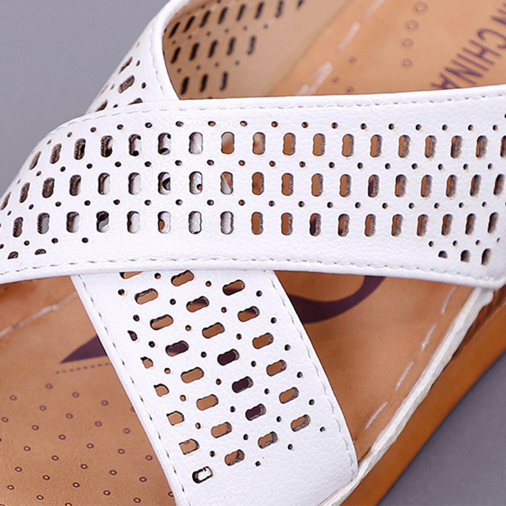 
	Women Peep Toe Hollow Out Summer Beach Wedges Sandals