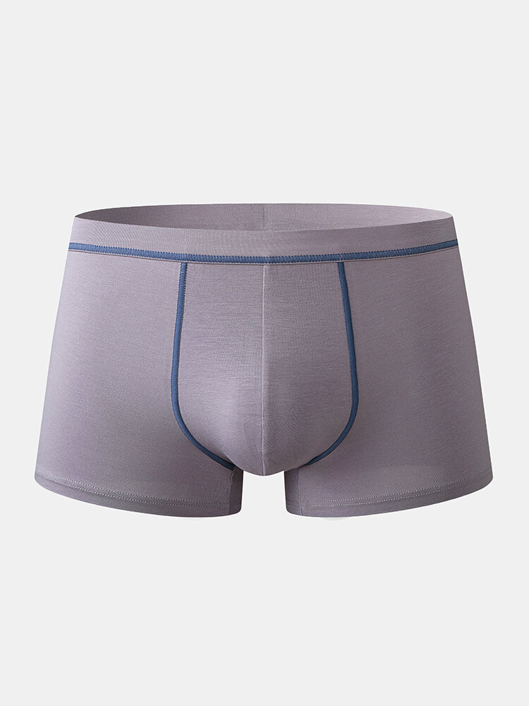 
	Mens Plain Color Block Stripe Soft Breathable Underwear Soft Boxer Briefs