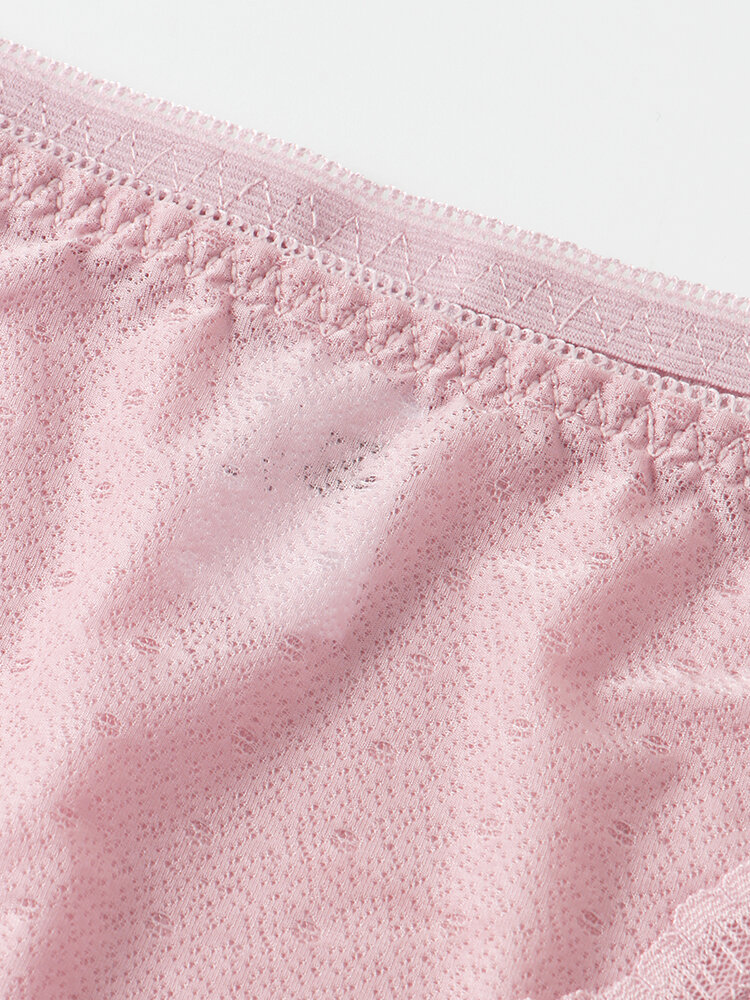 
	Plus Size Women Lace Jacquard Sheer Breathable Thin High Waist Panties