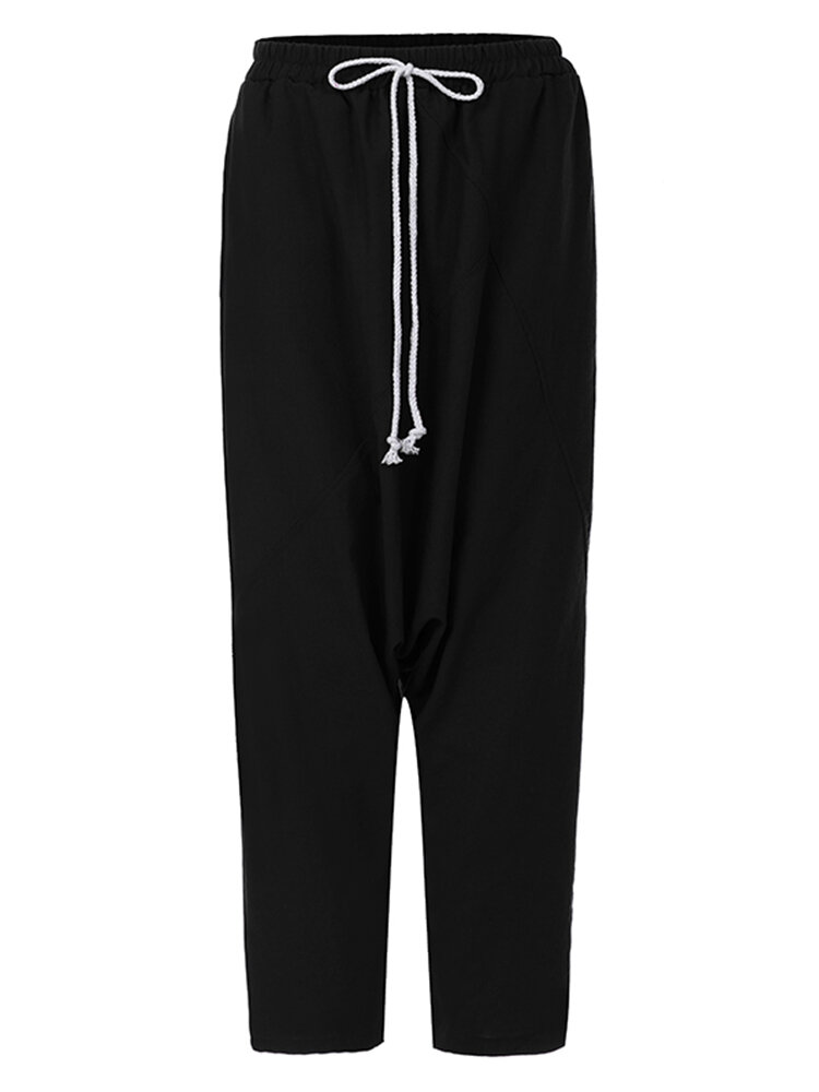 
	Casual Solid Color Drop Crotch Plus Size Harem Pants