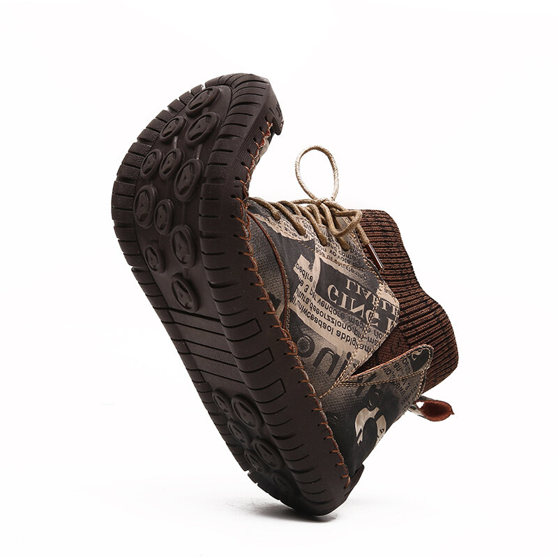 
	Men Handmade Stitching Warm Plush Lining Soft Sole Sock Ankle Boots