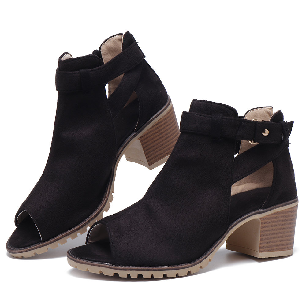 
	Chunky Heel Peep Toe Sandals