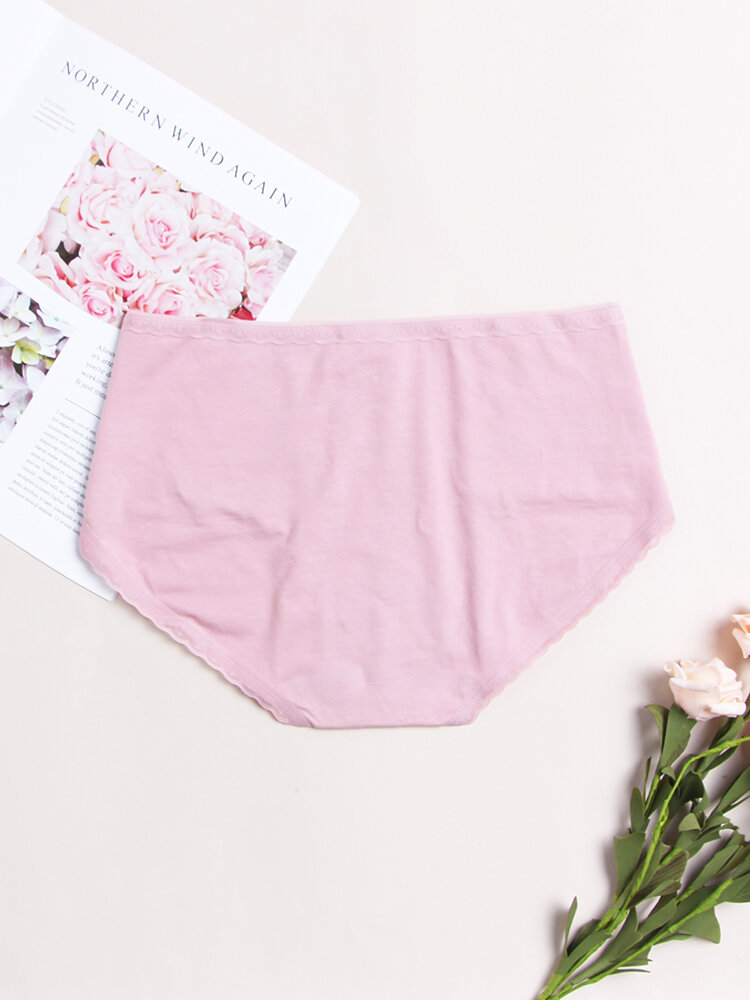 
	Women Cotton Lace Trim Full Hip Soft Breathable Comfy Mid Waisted Panty