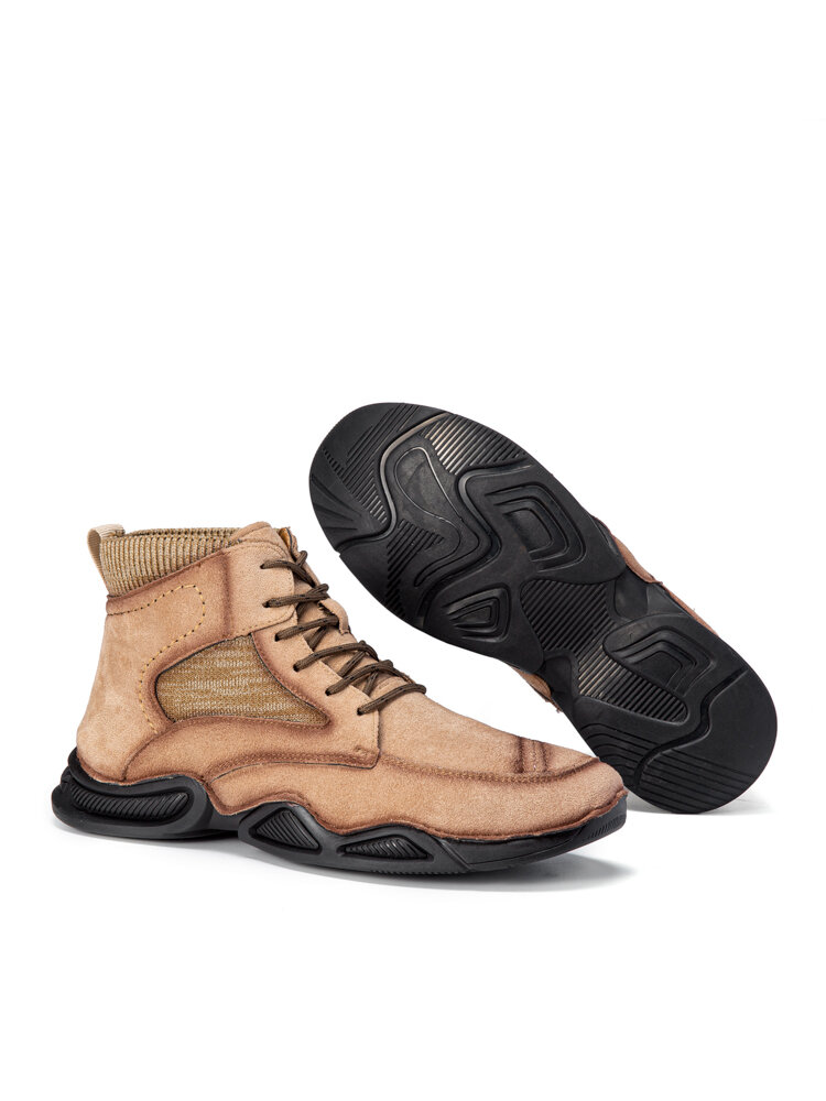 
	Menico Men Lace-up Soft Sole Non Slip Casual Ankle Sock Boots