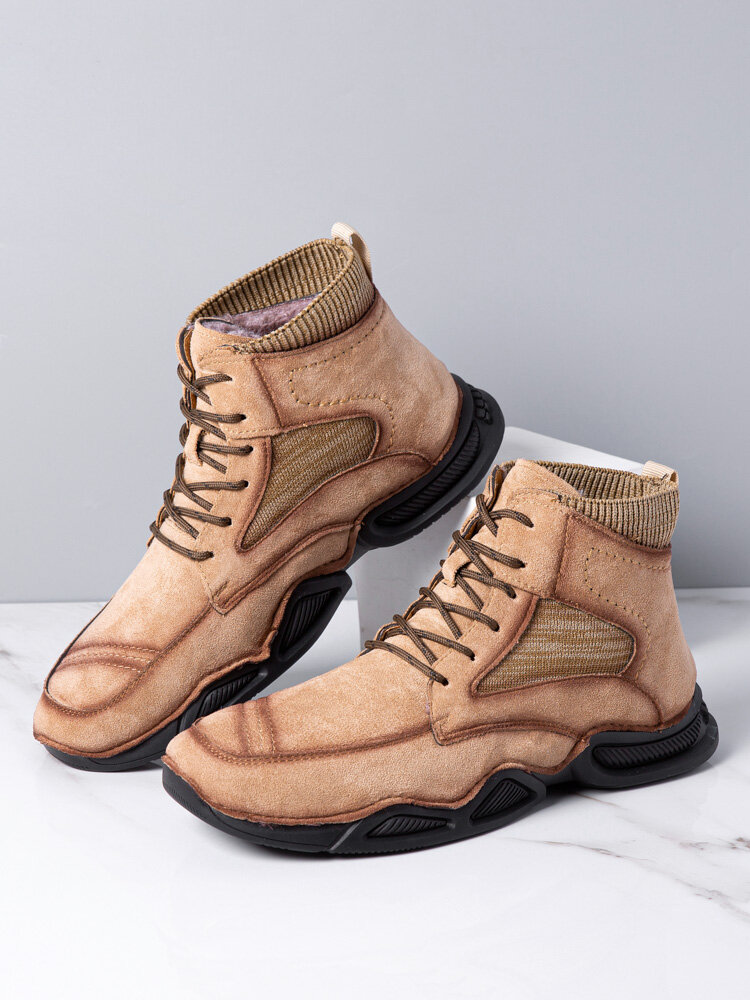 
	Menico Men Lace-up Soft Sole Non Slip Casual Ankle Sock Boots