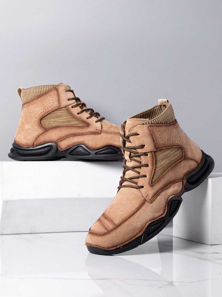 
	Menico Men Lace-up Soft Sole Non Slip Casual Ankle Sock Boots