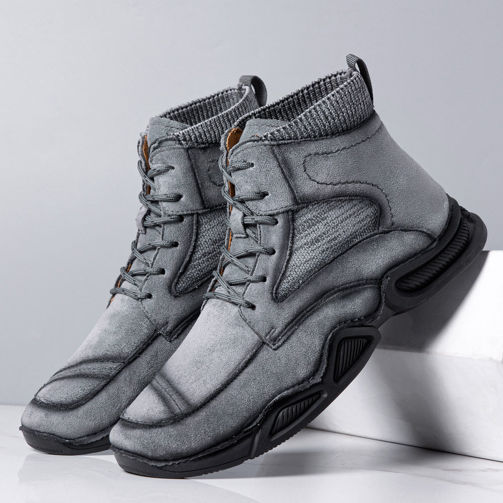 
	Menico Men Lace-up Soft Sole Non Slip Casual Ankle Sock Boots