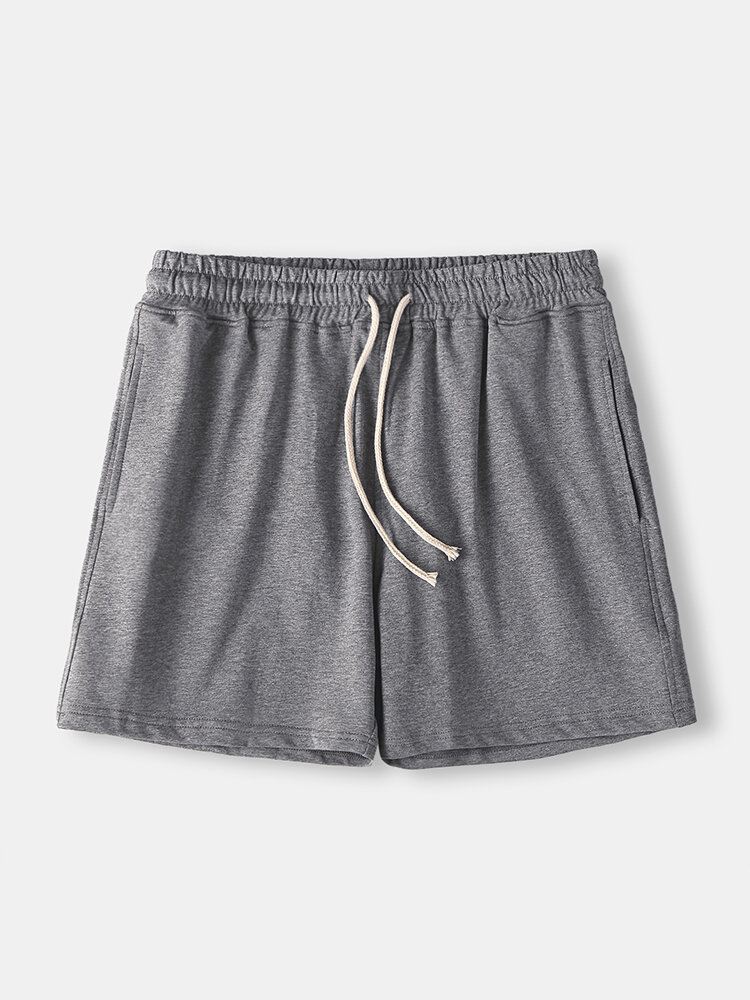 
	Mens 5 Colors Solid Color Home Boxer Shorts Middle Waist Breathable Athletic Shorts