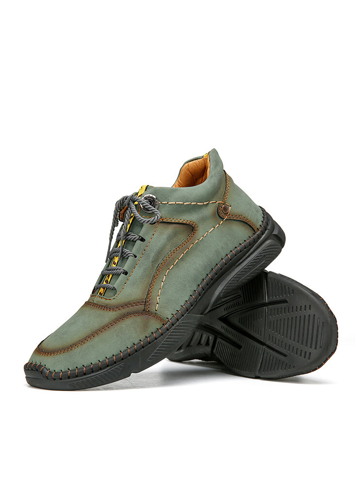 
	Men Hand Stitching Microfiber Leather Non Slip Warm Ankle Boots